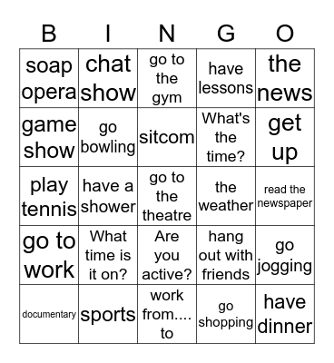 Eveyday life Bingo Card