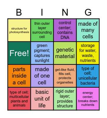 Cell Bingo Card