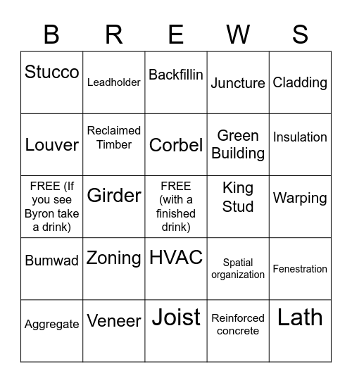 Builders & Brews Bingo Card