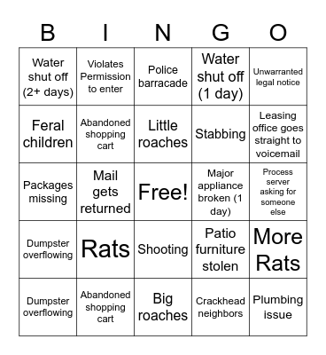 Fairways Bingo Card