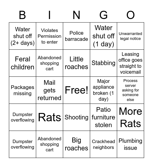 Fairways Bingo Card
