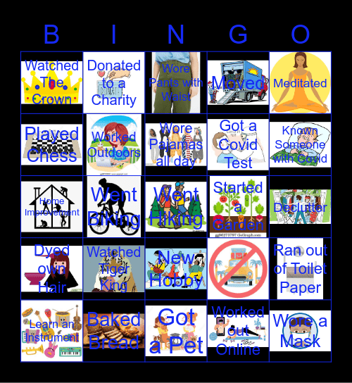 2020 Quarantine Bingo Card
