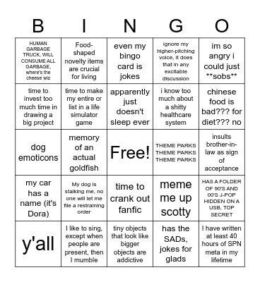 Ashlee's Bingo Card