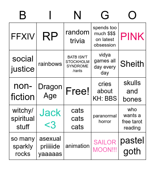 Sam Bingo Card