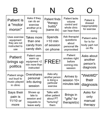 PT Bingo 2 Bingo Card