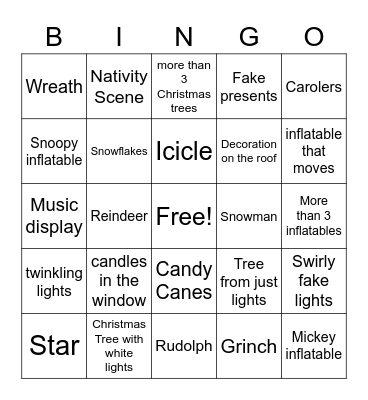 Christmas Lights Bingo Card