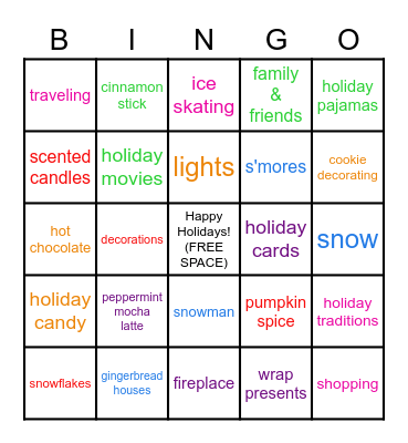 Holiday Bingo Card