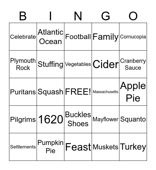 Thanksgiving Bingo Card