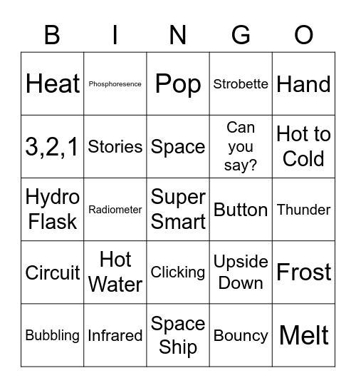 Virtual Science is Fun Bingo Card