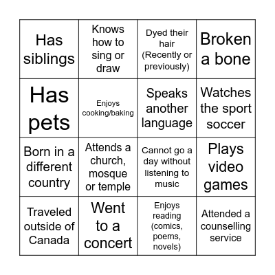 Find someone who... Bingo Card