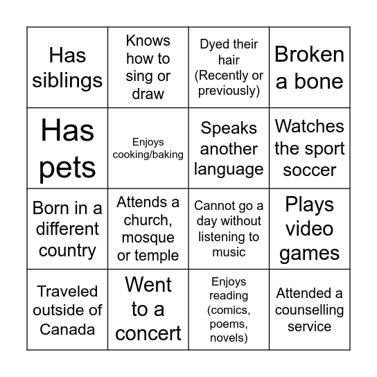 Find someone who... Bingo Card