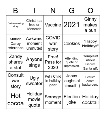 OHNS RESIDENCY HOLIDAY Bingo Card