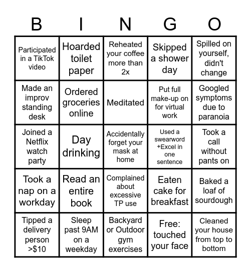 Quarantine Bingo!! Bingo Card