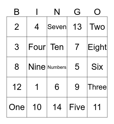 Fun With Numbers Bingo Card