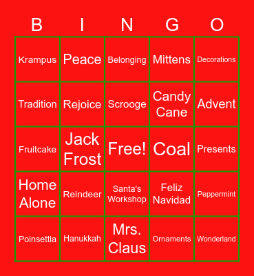 Winter Fest Bingo Card