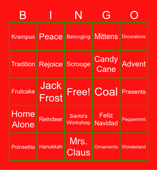 Winter Fest Bingo Card