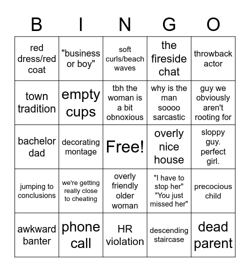 hallmark/lifetime christmas Bingo Card