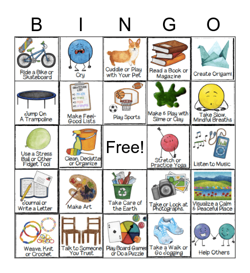 Coping Skills Bingo Card