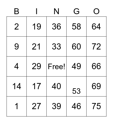 Bingo Card #8 Bingo Card