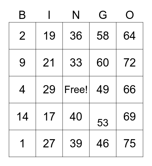 Bingo Card #8 Bingo Card