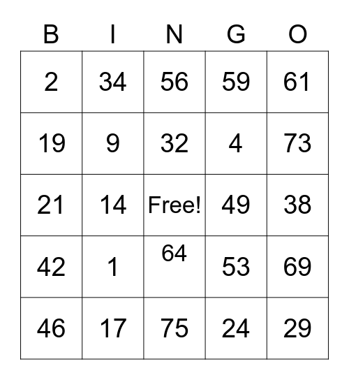 Bingo Card #8 Bingo Card