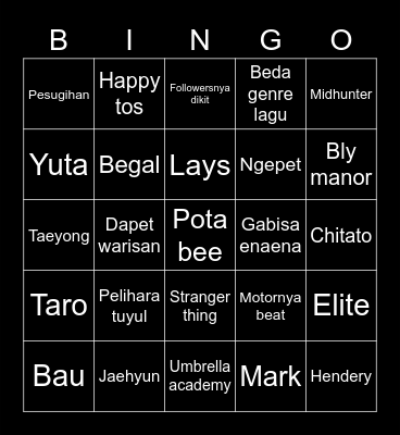 M I N G Y U Bingo Card
