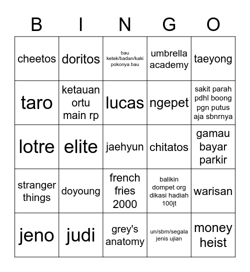 Bingo-nya Nini Bismillah Bingo Card