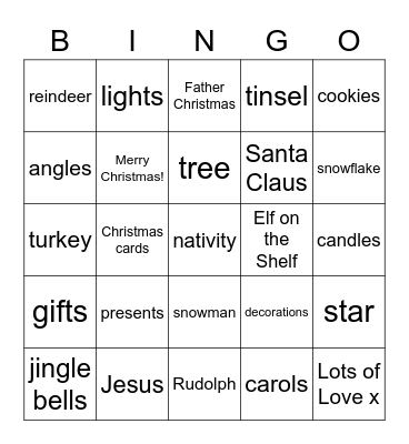 Christmas 2020 Bingo Card