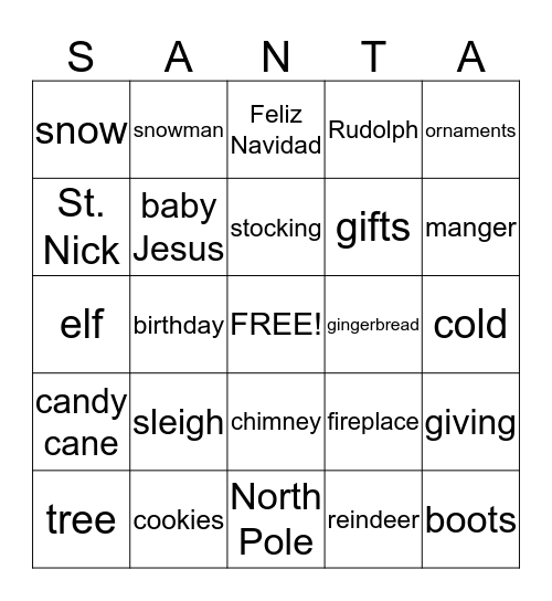 Christmas Bingo Card