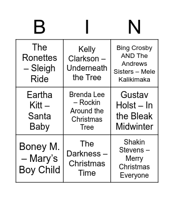Christmas Music Bingo Card