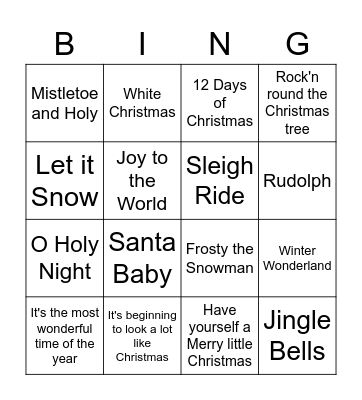 Musical Christmas Bingo Card