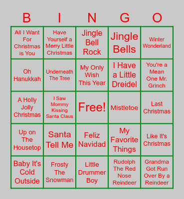Holiday Bingo Card