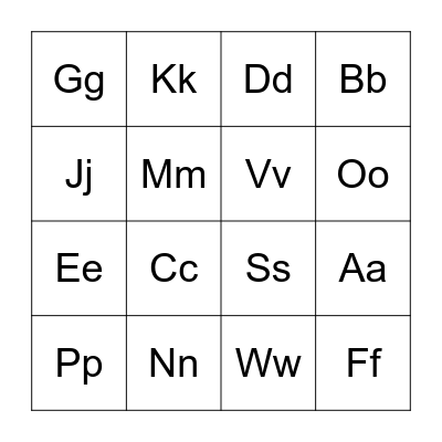 Alphabet Bingo! Bingo Card