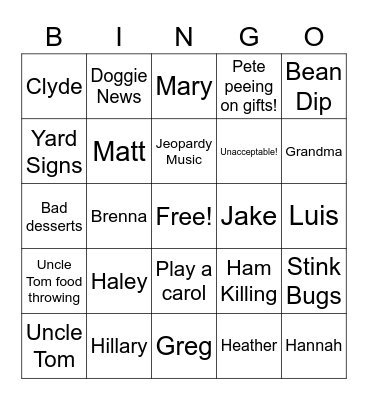 Christmas Bingo Card