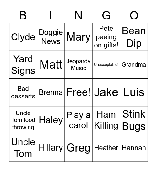 Christmas Bingo Card