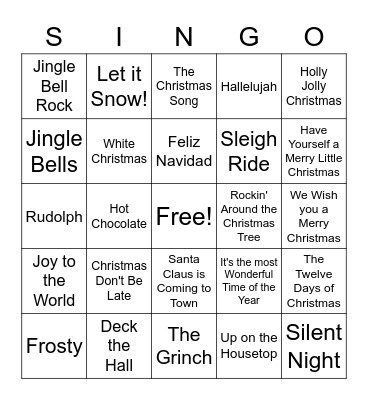 Christmas Carols Bingo Card