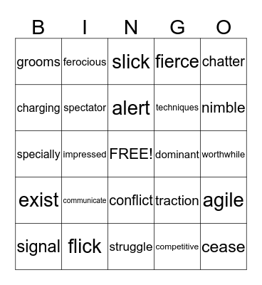 Vocabulary Bingo Card