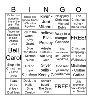 Musical Bingo - Round 2 Bingo Card