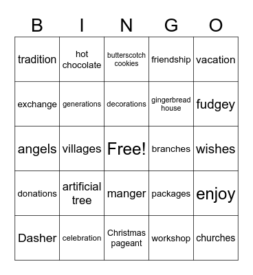 Christmas Speech Sound Bingo Card