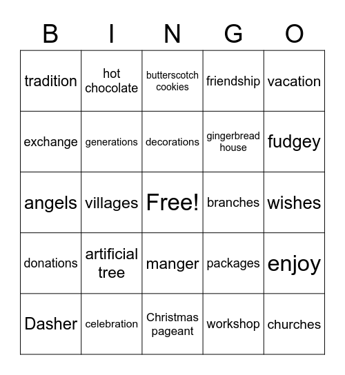 Christmas Speech Sound Bingo Card