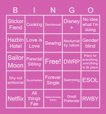 Mesi Bingo Card