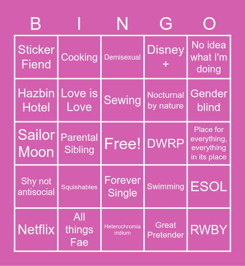 Mesi Bingo Card