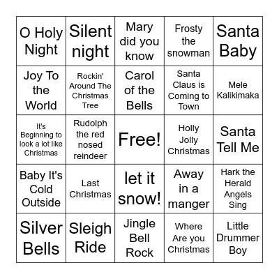 FBLA Christmas song bingo Card