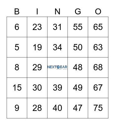 NextGear Capital Bingo Card
