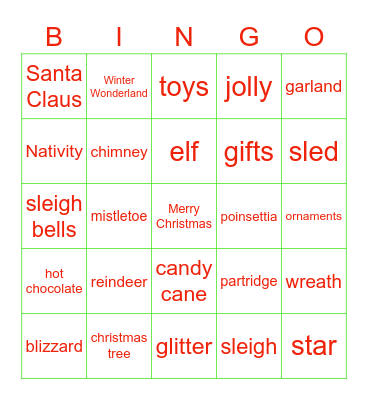 Christmas 1 Bingo Card