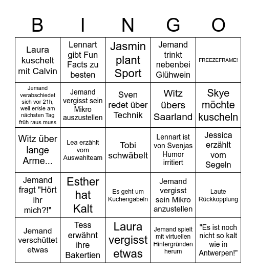 Kelpie Weinachtsfeier Bingo Card