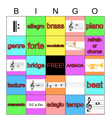 MUSIC VOCAB Bingo Card