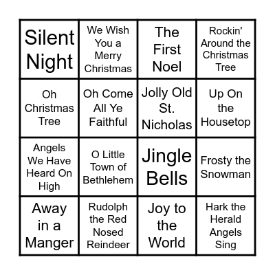 Christmas Music Bingo Card