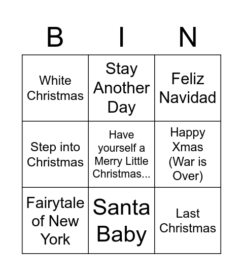 Musical Bingo: Christmas Edition Bingo Card