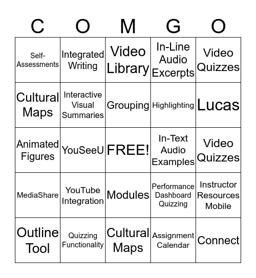 COMGO Bingo Card